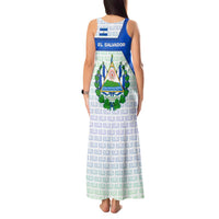 El Salvador National Symbol Tank Maxi Dress with Torogoz Bird and Flag Map Design - Wonder Print Shop