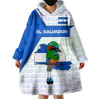El Salvador National Symbol Wearable Blanket Hoodie with Torogoz Bird and Flag Map Design - Wonder Print Shop