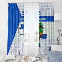 El Salvador National Symbol Window Curtain with Torogoz Bird and Flag Map Design - Wonder Print Shop