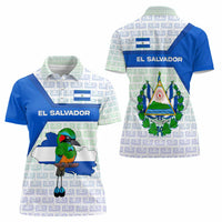 El Salvador National Symbol Women Polo Shirt with Torogoz Bird and Flag Map Design - Wonder Print Shop