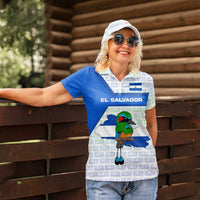 El Salvador National Symbol Women Polo Shirt with Torogoz Bird and Flag Map Design - Wonder Print Shop