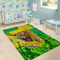 Brazil Football Champions 2026 Area Rug Sovereign Jaguar Golden Trophy 3D Graphic Design