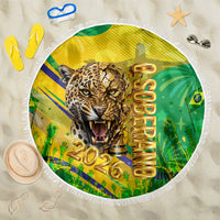 Brazil Football Champions 2026 Beach Blanket Sovereign Jaguar Golden Trophy 3D Graphic Design