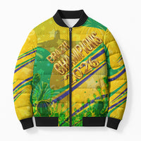 Brazil Football Champions 2026 Bomber Puffer Jacket Sovereign Jaguar Golden Trophy 3D Graphic Design