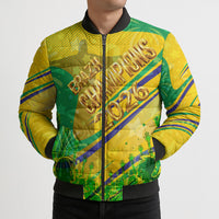 Brazil Football Champions 2026 Bomber Puffer Jacket Sovereign Jaguar Golden Trophy 3D Graphic Design