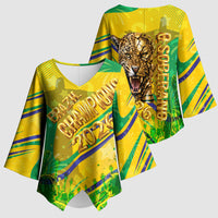 Brazil Football Champions 2026 Kimono Sleeve Blouse Sovereign Jaguar Golden Trophy 3D Graphic Design