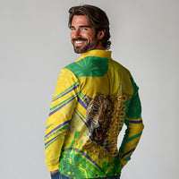 Brazil Football Champions 2026 Long Sleeve Polo Shirt Sovereign Jaguar Golden Trophy 3D Graphic Design