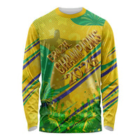 Brazil Football Champions 2026 Long Sleeve Shirt Sovereign Jaguar Golden Trophy 3D Graphic Design