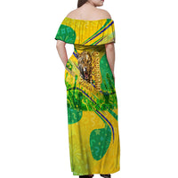 Brazil Football Champions 2026 Off Shoulder Maxi Dress Sovereign Jaguar Golden Trophy 3D Graphic Design