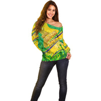 Brazil Football Champions 2026 Off Shoulder Sweater Sovereign Jaguar Golden Trophy 3D Graphic Design