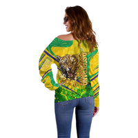 Brazil Football Champions 2026 Off Shoulder Sweater Sovereign Jaguar Golden Trophy 3D Graphic Design
