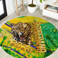 Brazil Football Champions 2026 Round Carpet Sovereign Jaguar Golden Trophy 3D Graphic Design