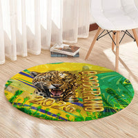 Brazil Football Champions 2026 Round Carpet Sovereign Jaguar Golden Trophy 3D Graphic Design