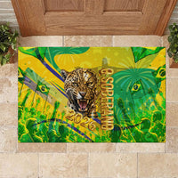 Brazil Football Champions 2026 Rubber Doormat Sovereign Jaguar Golden Trophy 3D Graphic Design