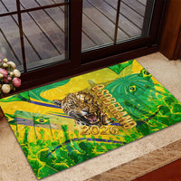 Brazil Football Champions 2026 Rubber Doormat Sovereign Jaguar Golden Trophy 3D Graphic Design
