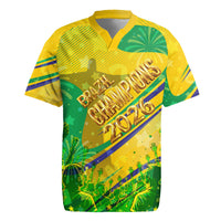 Brazil Football Champions 2026 Rugby Jersey Sovereign Jaguar Golden Trophy 3D Graphic Design