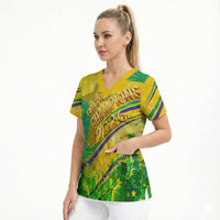 Brazil Football Champions 2026 Scrub Top Sovereign Jaguar Golden Trophy 3D Graphic Design