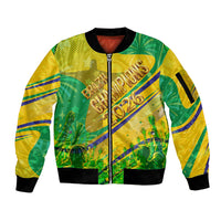 Brazil Football Champions 2026 Sleeve Zip Bomber Jacket Sovereign Jaguar Golden Trophy 3D Graphic Design