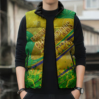 Brazil Football Champions 2026 Sleeveless Puffer Jacket Sovereign Jaguar Golden Trophy 3D Graphic Design