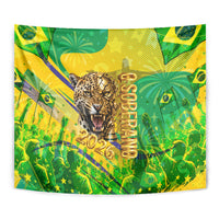 Brazil Football Champions 2026 Tapestry Sovereign Jaguar Golden Trophy 3D Graphic Design