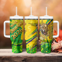 Brazil Football Champions 2026 Tumbler With Handle Sovereign Jaguar Golden Trophy 3D Graphic Design
