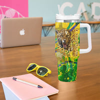 Brazil Football Champions 2026 Tumbler With Handle Sovereign Jaguar Golden Trophy 3D Graphic Design