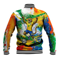 Personalized Brazil 6 Time World Football Champion 2026 Baseball Jacket Hexa Brasil Jaguar Mascot - Graffiti Splash Art
