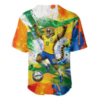 Personalized Brazil 6 Time World Football Champion 2026 Baseball Jersey Hexa Brasil Jaguar Mascot - Graffiti Splash Art