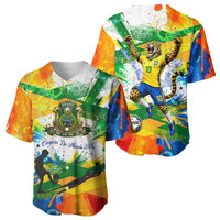 Personalized Brazil 6 Time World Football Champion 2026 Baseball Jersey Hexa Brasil Jaguar Mascot - Graffiti Splash Art