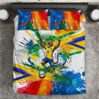 Personalized Brazil 6 Time World Football Champion 2026 Bedding Set Hexa Brasil Jaguar Mascot - Graffiti Splash Art