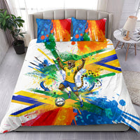Personalized Brazil 6 Time World Football Champion 2026 Bedding Set Hexa Brasil Jaguar Mascot - Graffiti Splash Art