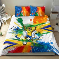Personalized Brazil 6 Time World Football Champion 2026 Bedding Set Hexa Brasil Jaguar Mascot - Graffiti Splash Art