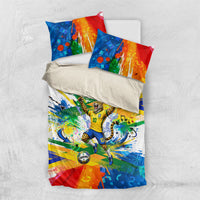 Personalized Brazil 6 Time World Football Champion 2026 Bedding Set Hexa Brasil Jaguar Mascot - Graffiti Splash Art