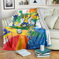 Personalized Brazil 6 Time World Football Champion 2026 Blanket Hexa Brasil Jaguar Mascot - Graffiti Splash Art
