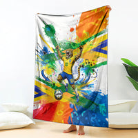 Personalized Brazil 6 Time World Football Champion 2026 Blanket Hexa Brasil Jaguar Mascot - Graffiti Splash Art