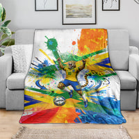 Personalized Brazil 6 Time World Football Champion 2026 Blanket Hexa Brasil Jaguar Mascot - Graffiti Splash Art
