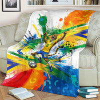 Personalized Brazil 6 Time World Football Champion 2026 Blanket Hexa Brasil Jaguar Mascot - Graffiti Splash Art
