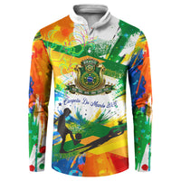 Personalized Brazil 6 Time World Football Champion 2026 Button Sweatshirt Hexa Brasil Jaguar Mascot - Graffiti Splash Art