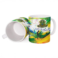 Personalized Brazil 6 Time World Football Champion 2026 Ceramic Mug Hexa Brasil Jaguar Mascot - Graffiti Splash Art