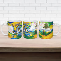 Personalized Brazil 6 Time World Football Champion 2026 Ceramic Mug Hexa Brasil Jaguar Mascot - Graffiti Splash Art