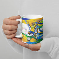 Personalized Brazil 6 Time World Football Champion 2026 Ceramic Mug Hexa Brasil Jaguar Mascot - Graffiti Splash Art