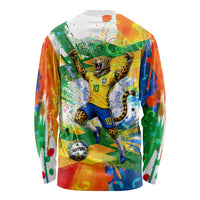 Personalized Brazil 6 Time World Football Champion 2026 Long Sleeve Shirt Hexa Brasil Jaguar Mascot - Graffiti Splash Art