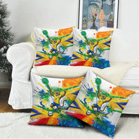 Personalized Brazil 6 Time World Football Champion 2026 Pillow Cover Hexa Brasil Jaguar Mascot - Graffiti Splash Art