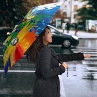 Personalized Brazil 6 Time World Football Champion 2026 Umbrella Hexa Brasil Jaguar Mascot - Graffiti Splash Art