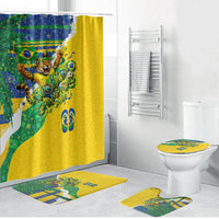 Brazil Football World Champions 2026 Bathroom Set Brasil Futebol - Jaguar Mascot - Vibrant Carnival Style