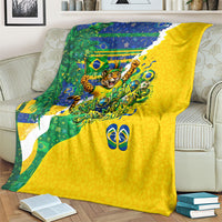 Brazil Football World Champions 2026 Blanket Brasil Futebol - Jaguar Mascot - Vibrant Carnival Style