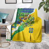 Brazil Football World Champions 2026 Blanket Brasil Futebol - Jaguar Mascot - Vibrant Carnival Style
