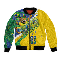 Brazil Football World Champions 2026 Bomber Jacket Brasil Futebol - Jaguar Mascot - Vibrant Carnival Style