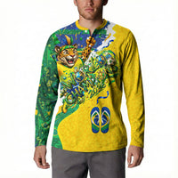 Brazil Football World Champions 2026 Button Sweatshirt Brasil Futebol - Jaguar Mascot - Vibrant Carnival Style