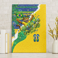 Brazil Football World Champions 2026 Canvas Wall Art Brasil Futebol - Jaguar Mascot - Vibrant Carnival Style
